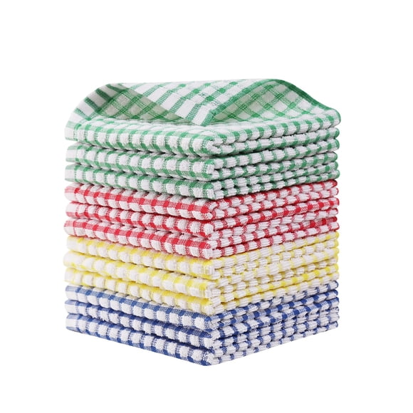 Egles 12 Paquets Chiffons de Cuisine 12x12 Pouces 100 % Coton Chiffons de Cuisine pour Laver la Vaisselle Récurage Débarbouillettes Ensembles de Linges à Vaisselle (Couleurs Assorties)