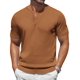 thumbnail image 1 of Camiseta COOFANDY Henley de manga corta para hombre, color marrón, 1 of 9