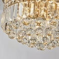 thumbnail image 2 of Saint Mossi Modern K9 Crystal Raindrop Chandelier Lighting, Flush Mount Ceiling Light, Perfect for Dining Room Bathroom Bedroom Livingroom, 9 x E12 Bulbs, H11 x D20, Clear Crystal & Brass Canopy, 2 of 7