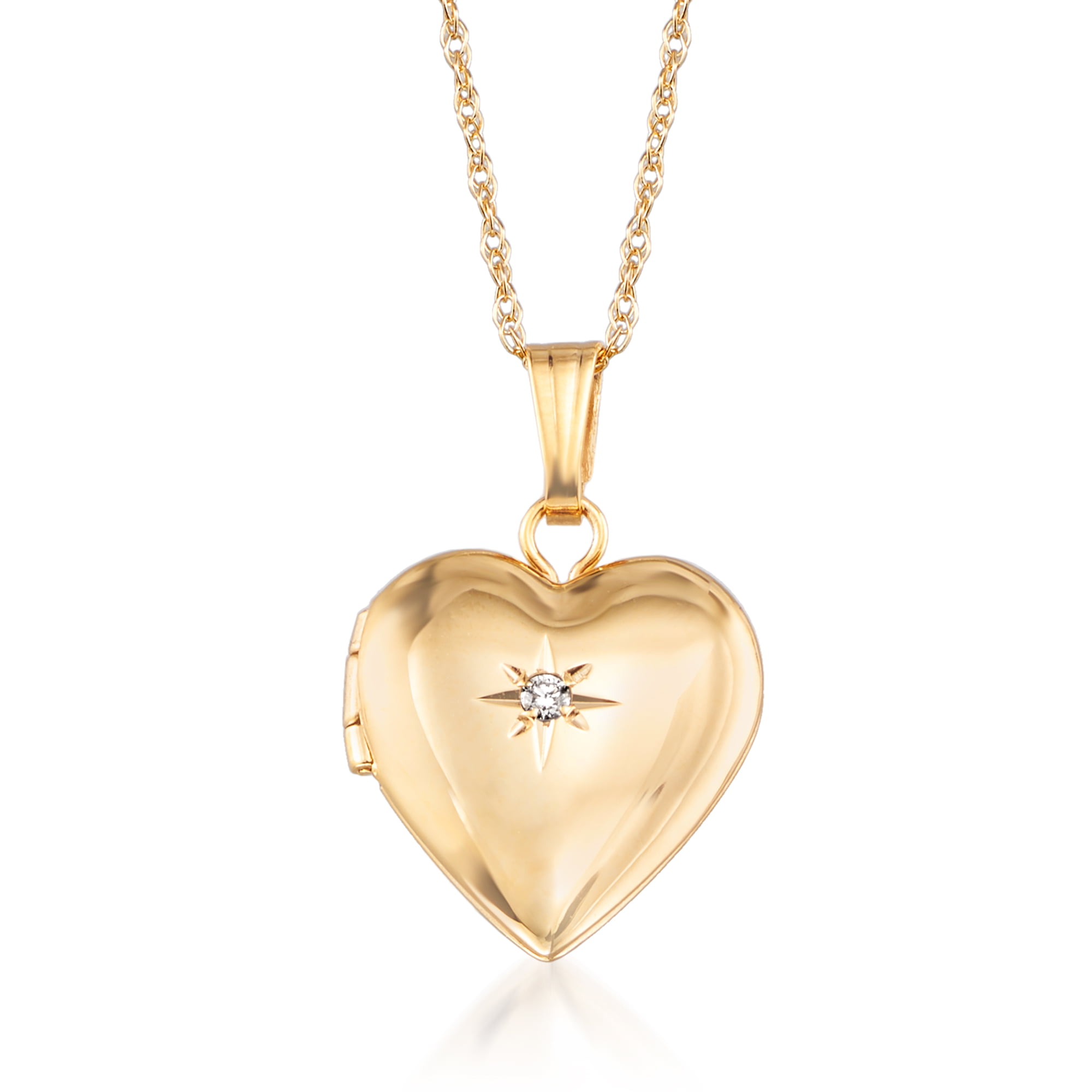 Ross-Simons Child's 14kt Yellow Gold Small Heart Locket Necklace With  Diamond Accent