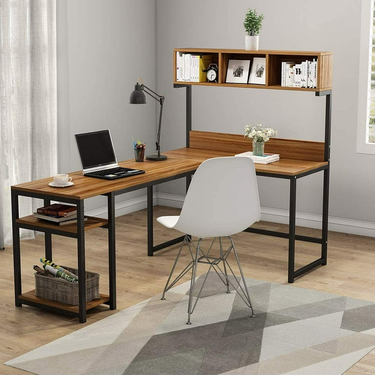 Tribesigns L Shaped Desk with Hutch Corner Computer Desk Gaming