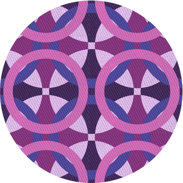 Ahgly Company Tapis Rond Lavable en Machine Intérieur Transitionnel Magenta Foncé Violet, 5 Pieds Rond