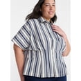 thumbnail image 4 of Terra & Sky Fit and Flare Blouse with Short Sleeves, Sizes 0X-5X, 4 of 5