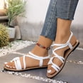 thumbnail image 3 of Rokment Women's Bohemian Roman Flat Dress Sandals Beach Fashion Casual Braided Leather Ropes Walking Flip Flops Comfortable Walking Slingback Summer Shoes White Size 6.5, 3 of 5