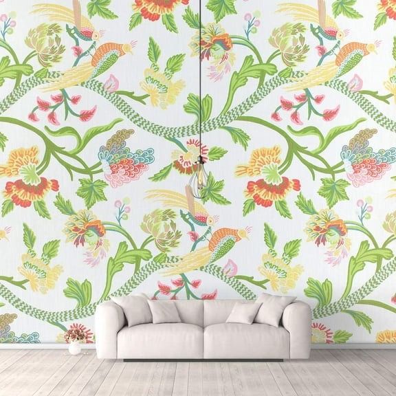 IDEA4WALL 6pcs Vintage Flowers Peel and Stick Wallpaper Removable Wall Murals Large Wall Stickers for Home Decoration, 100"x24"