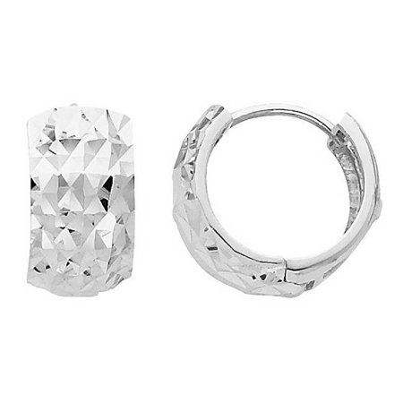 Jewelry 14k White Gold 15 Mm Diamond Cut Wide Hoop Earrings Jewelry 14k White Gold 15 Mm Diamond Cut Wide Hoop Earrings
