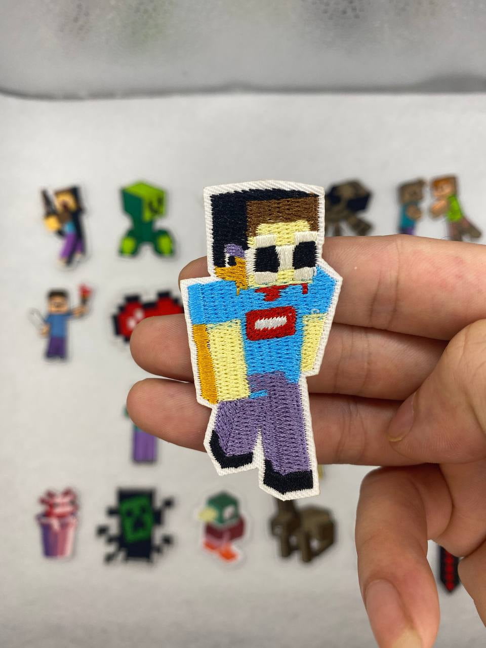 21pcs Minecraft Patch: Game Character Iron-On Applique for Clothes, Bags - Virtual Embroidery