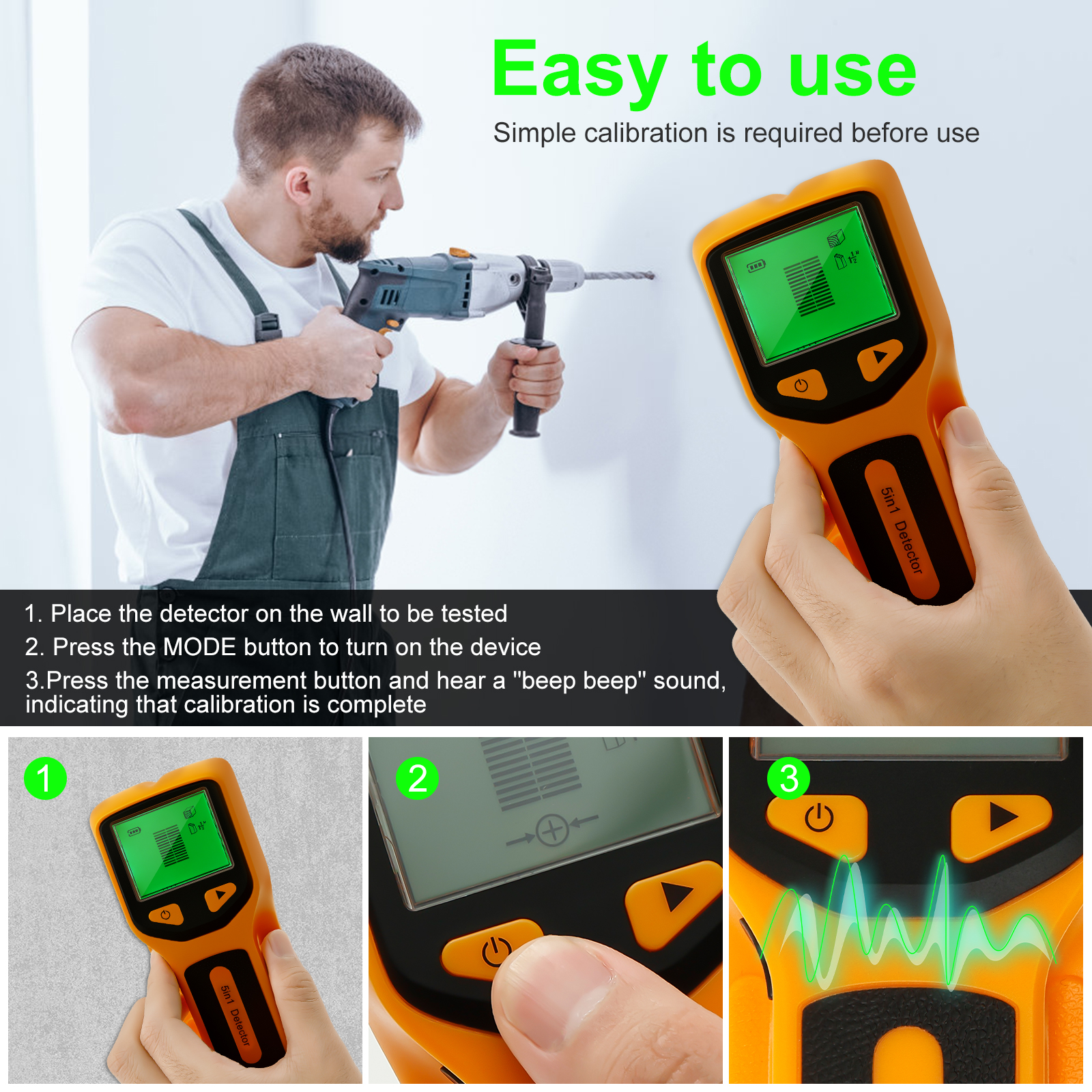 TMWEFUSC 5-in-1 Wall Stud Finder with LCD Display photo 6