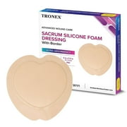 TRONEX SD7171 Sacrum Silicone Foam 7"x7", Adhesive Border, Waterproof, Sterile, Ultra Absorbency, Breathable, Advanced Wound Care, Gentle Removal, Latex Free, Beige, Pack of 5