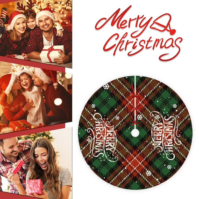 Christmas Tree Skirt 48 inch Large Red and Green Plaid Buffalo Checked Tree Mat for 2023 Xmas Holiday Party Decorations Walmart