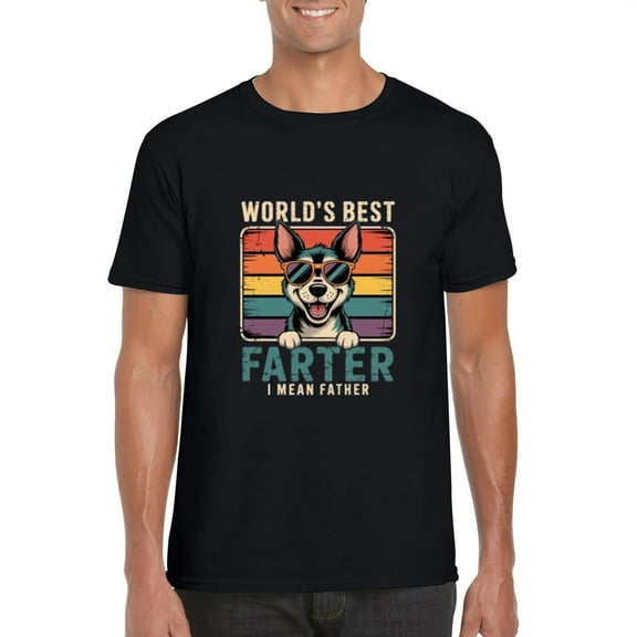 Worlds Best Farter I Mean Father Dad Dog Funny Pet Joke T-Shirt, for men & women, up to size 5XL