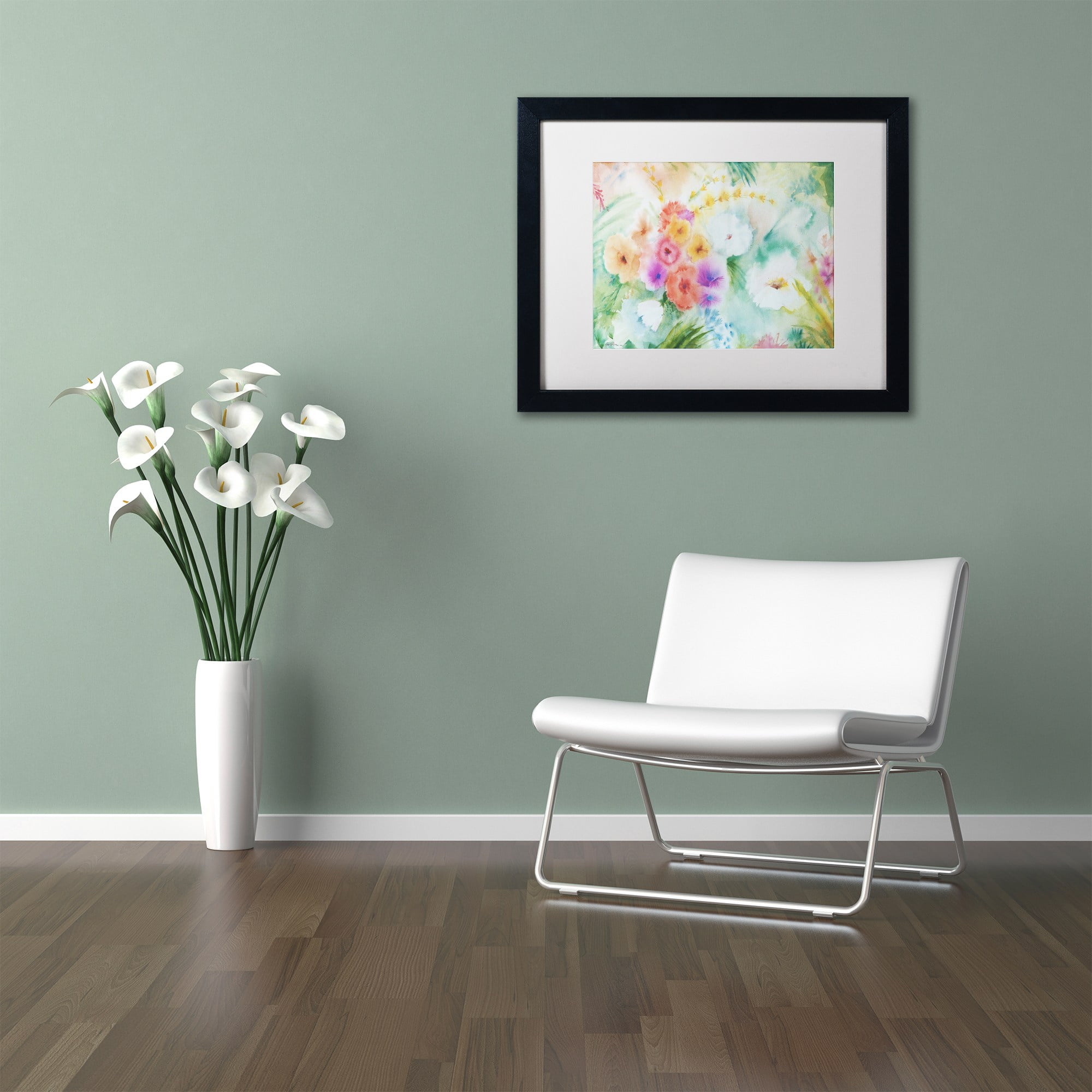 "Napa Garden" Canvas Art by Sheila Golden White Matte, Black Frame