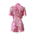 thumbnail image 6 of Liacowi Women 2 Piece Sexy Outfits Short Sleeve Crop Tops and High Waist Shorts Boho Casual Summer Short Sets Clubwear, 6 of 7