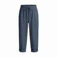 thumbnail image 3 of JJHGVB Capris Pants for Women Yoga Crop Trouser Lounge Trouser Crop Pants for Women Straight Wide Leg Linen Pants Women Capri Sweatpants Cotton Linen Casual Resort Wear for Women 2026 Dark Blue XL, 3 of 4