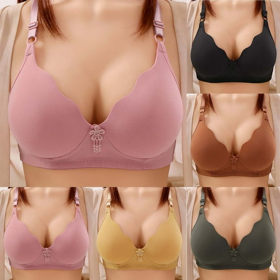 Jacenvly New Bralettes for Women Color Comfortable Hollow Out Perspective Bra Underwear No Rims Lightweight Sports Bras for Women High Support