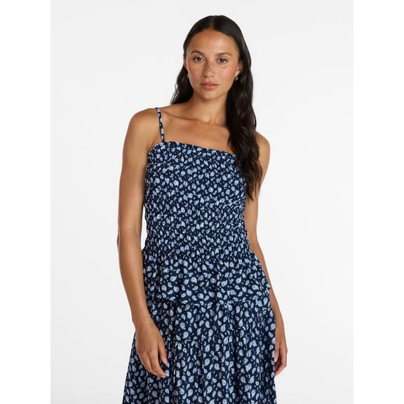 Time and Tru Women's Smocked Tank Top, Sizes XS-XXXL