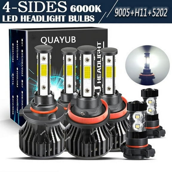 For Chevy Silverado 1500 2500 2007-2015 - 6000K C6 LED Headlights  Fog Bulbs Kit