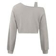 thumbnail image 6 of Womens Crop Sweatshirts Long Sleeve Cold Shoulder Pullover Loose Solid Color Workout Casual Strappy Tops (XL, Gray), 6 of 7
