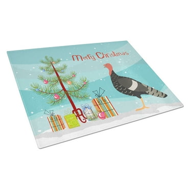 Caroline's Treasures Marragansett Turkey Christmas Glass Cutting Board Large