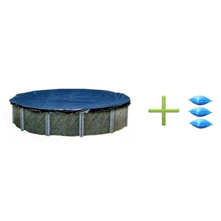 Swimline 24 Foot Round Swimming Pool Winter Cover and 3 4x4 Air Closing