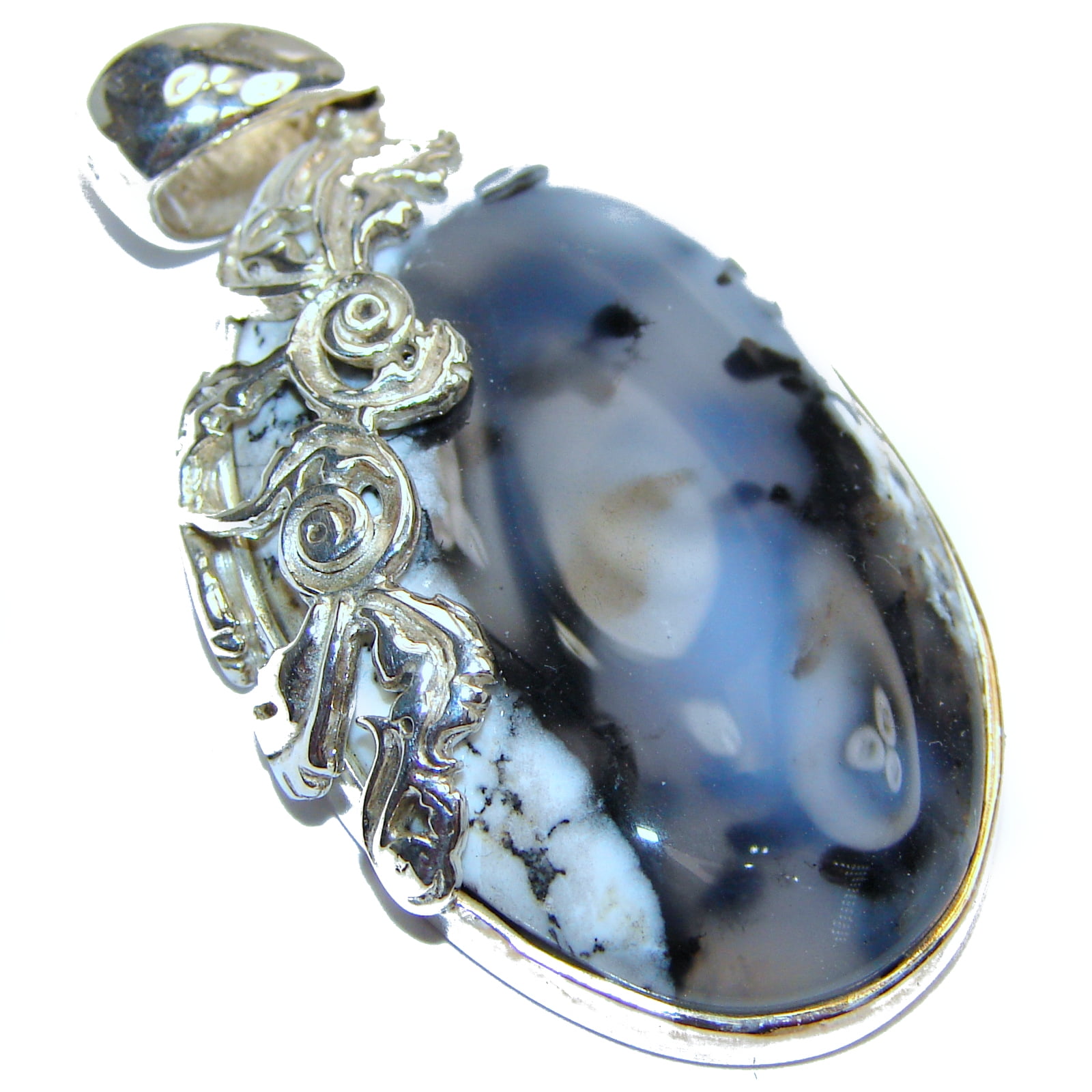 925 Silver Plated DENDRITIC AGATE & Other Gemstone HANDCRAFTED Pendant Jewelry