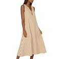 thumbnail image 6 of Snorda Women's Striped Dress Summer Round Neck Sleeveless Striped Solid Color Casual Dress Flowy Sundress Ideal for Daily Wear Beach Vacation & Party, 6 of 7