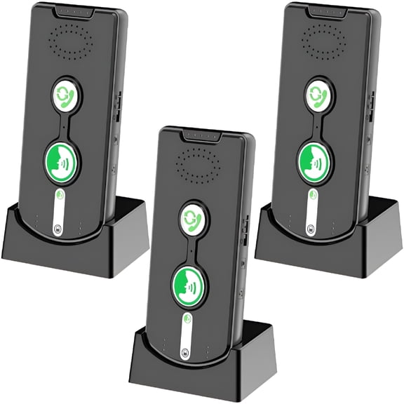 GJX 3 Pack Wireless Intercom System for Home, Portable Rechargeable House Intercom with 500m Range, 2 Channels, Volume & Ringtone Adjustment for Multi-Floor, Office, Hotel, Business (Black)