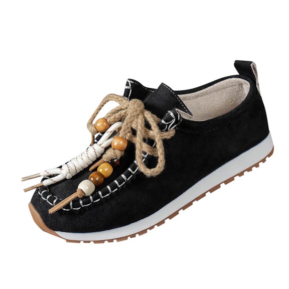 Black Ladies Bohemian Wedge Heels With Platform Design For Autumn And Winter Wear Comfortable And Stylish With Rope Knot Details