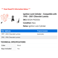 thumbnail image 2 of Ignition Lock Cylinder - Compatible with 1995 - 2001 Chevy Lumina 1996 1997 1998 1999 2000, 2 of 2