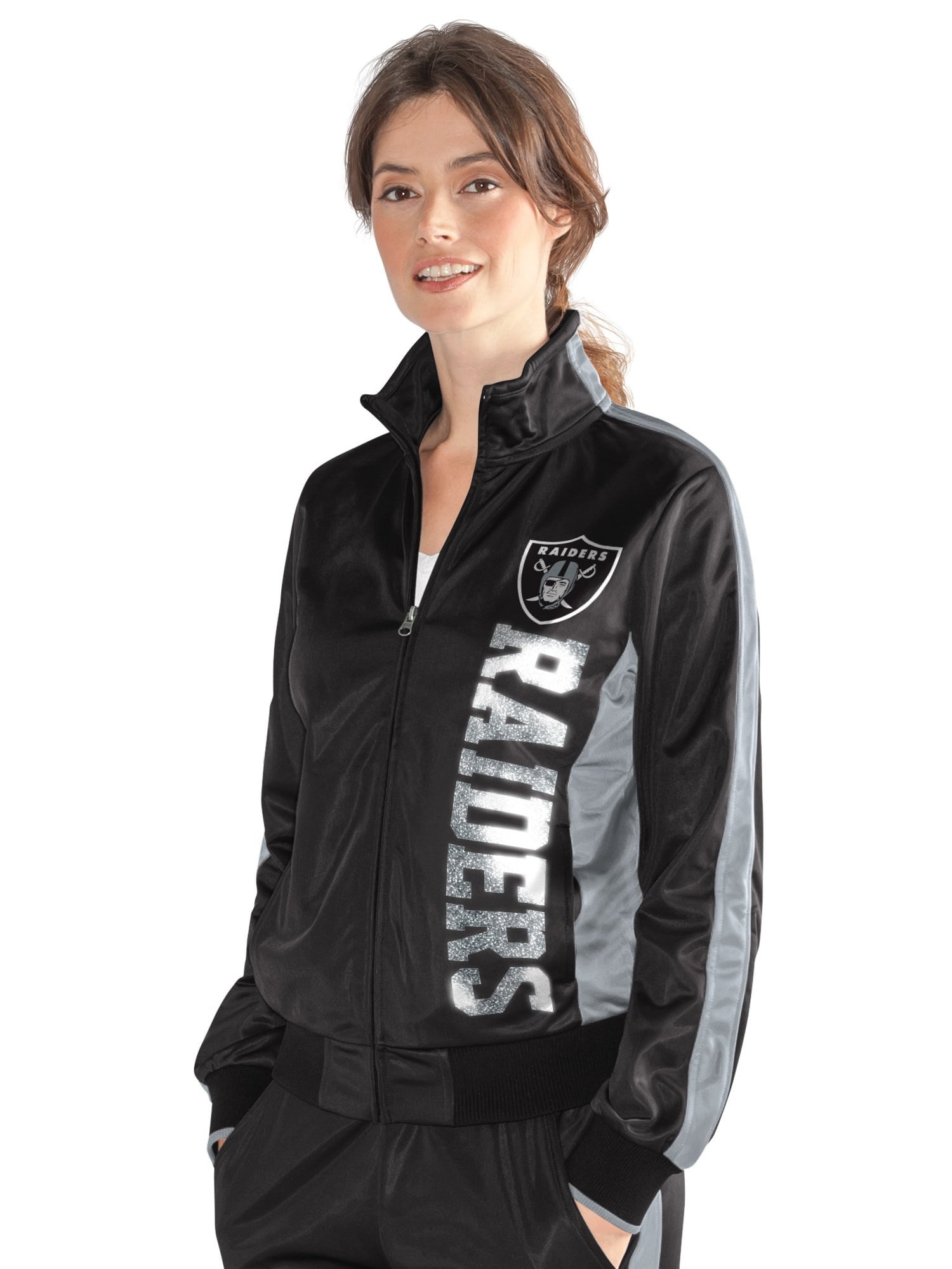 Oakland Raiders Women's Black Silver MVP Full-Zip Track Jacket by G-III 4Her by Carl Banks