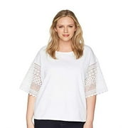 Lauren Ralph Lauren Plus Size Striped Cotton Top (White, 1X)