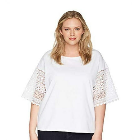 Lauren Ralph Lauren Plus Size Striped Cotton Top (White, 1X)