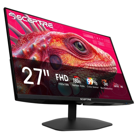 New! Sceptre 27-inch Prime Gaming Monitor DisplayPort x2 180Hz HDMI x2 180Hz Build-in Speakers, Machine Black 2027 (E275B-FW180T series)
