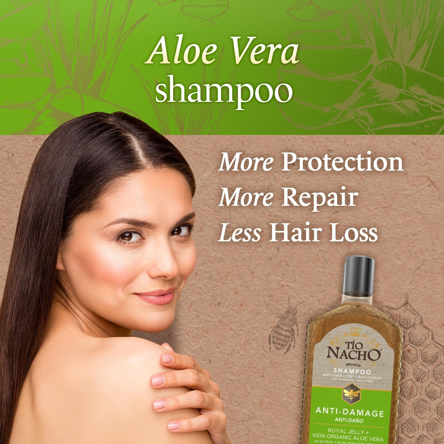 (3 pack) Tio Nacho Aloe Vera Deep Repair Shampoo with Royal Jelly, Anti-Hair Loss, Adults All Hair Types, 14 oz