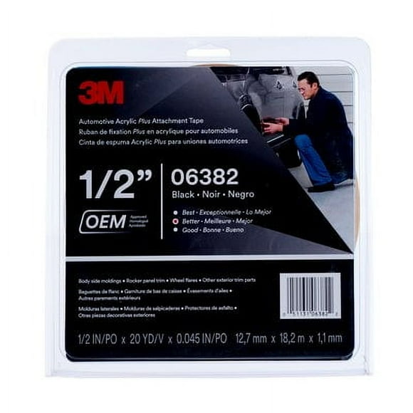 Ruban Multi-Usage 3M 06382 Double Face; Rouleau; 1/2 Pouce X 60 Pieds; Noir