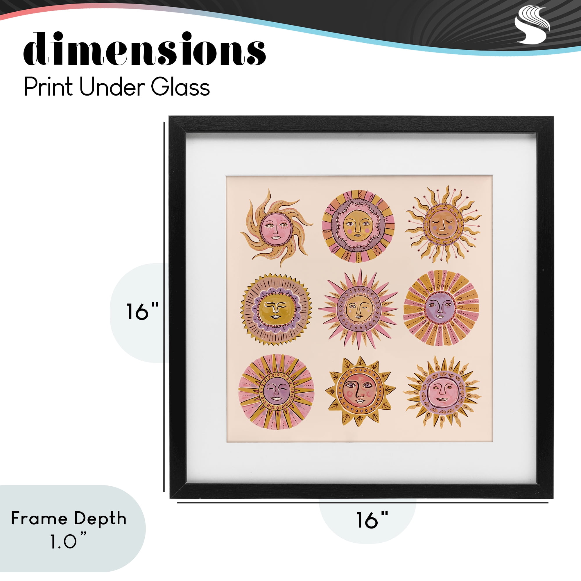 Stupell Industries Boho Solar Faces Black Framed Print Under Glass, design by Two If By Sea Studios