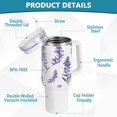 thumbnail image 4 of GZHJMY Watercolor Lavender Pattern Stainless Steel Vacuum Insulated Mug, Insulated Straw Mug with Handle, Reusable Insulated Travel Mug, 4 of 7
