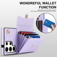 thumbnail image 3 of Allytechgroup Slim Wallet Case for Samsung Galaxy S25 Ultra, Kickstand Card Slots Cover with Wrist & Crossbody Shoulder Strap for Women Girls, Shockproof Non-Slip Soft TPU Back Case, Purple, 3 of 10
