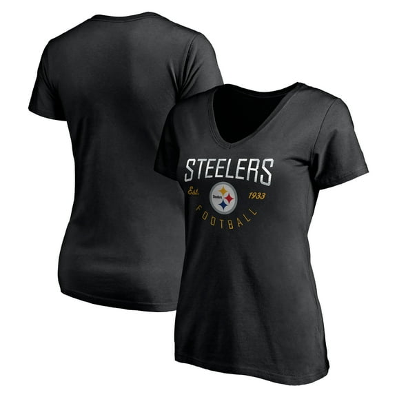 Women's Black Pittsburgh Steelers Live For It V-Neck T-Shirt