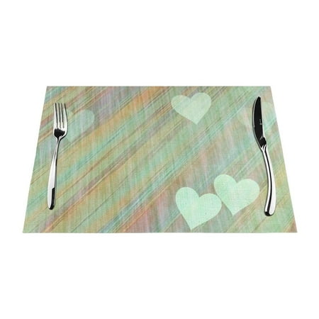 

YFYANG Washable Heat-Resistant Placemats 70% PVC/30% Polyester Retro Rainbow Love Kitchen Table Mat 12 x 18 6 Piece