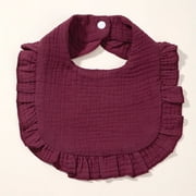 Newborn Cotton Linen Bibs Kids Burp Cloth Baby Stuff Feeding Drooling Bandana Toddler Ruffle Solid Color Bib Baby Accessories One Size 3636-8