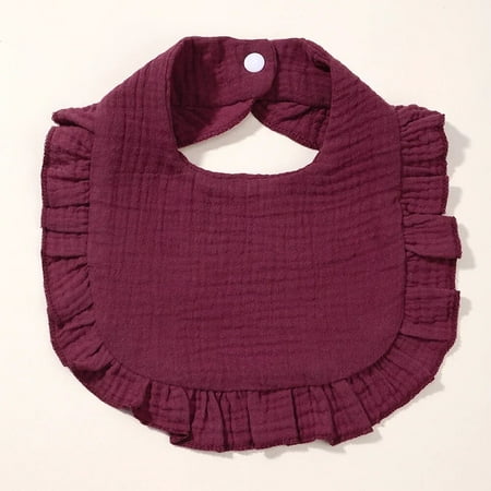 Newborn Cotton Linen Bibs Kids Burp Cloth Baby Stuff Feeding Drooling Bandana Toddler Ruffle Solid Color Bib Baby Accessories One Size 3636-8