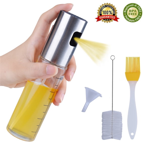 Myriann Oil Sprayer Oil Dispenser with Scale Transparent Food-Grade Portable Spray Bottle Vinegar Bottle Air Fryer Stainless Steel