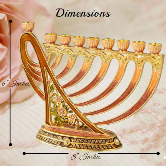 Hand Painted Enamel Menorah with Earthy Tones and Crystals photo 2