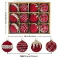 thumbnail image 2 of Bxaolu 12PCS Velvet Christmas Ornaments - Red Christmas Balls - 2.36inch Glitter Christmas Tree Hanging Decorations for Xmas Parties, Home Decoration(2.36", Red), 2 of 8