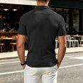 thumbnail image 5 of KLHDSF Collared Muscle Polo Shirts for Men Slim Fit V Neck Short Sleeve Ribbed Knit, Stretch, Textured, Athletic, Dress Shirt, Lightweight, Fitted Tee Black L, 5 of 7