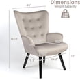 thumbnail image 3 of Modern Corduroy Accent Chair Set Of 2, High Back Gray Wingback Chairs - Plush Tufted Lounge Chair for Living Room, Bedroom, Waiting Room, 3 of 8