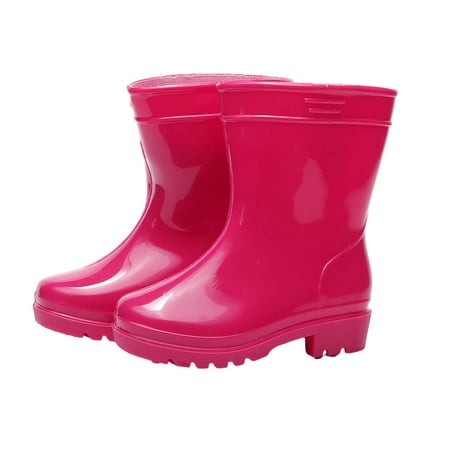 Meresysid Toddler Kids Boys Mid Calf Shoes Rain Boots Water Boots Children Unisex Rain Shoes Soft Rubber Boots Non Slip Red