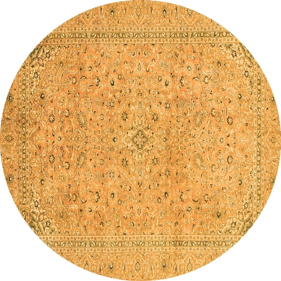 Ahgly Company Indoor Round Abstract Orange Modern Area Rugs, 3' Round