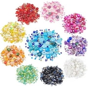 10 Color Glass Beads Rainbow Color Handcrafted Spacer Loose Beads Assorted Crystal Beads Gemstones for DIY Charms Bracelet Jewelry MakingHalloween Ornament 227.5G
